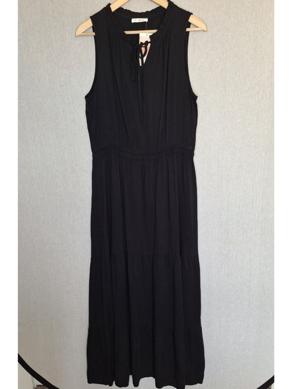 NWT Kirundo Black Sleeveless Maxi Dress Size XL Tiered Stretch Boho Casual Summe